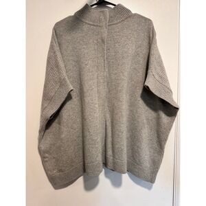 Woolovers Minimalist Mock Neck Poncho Sweater Sz:OS Grey Knit Lambswool